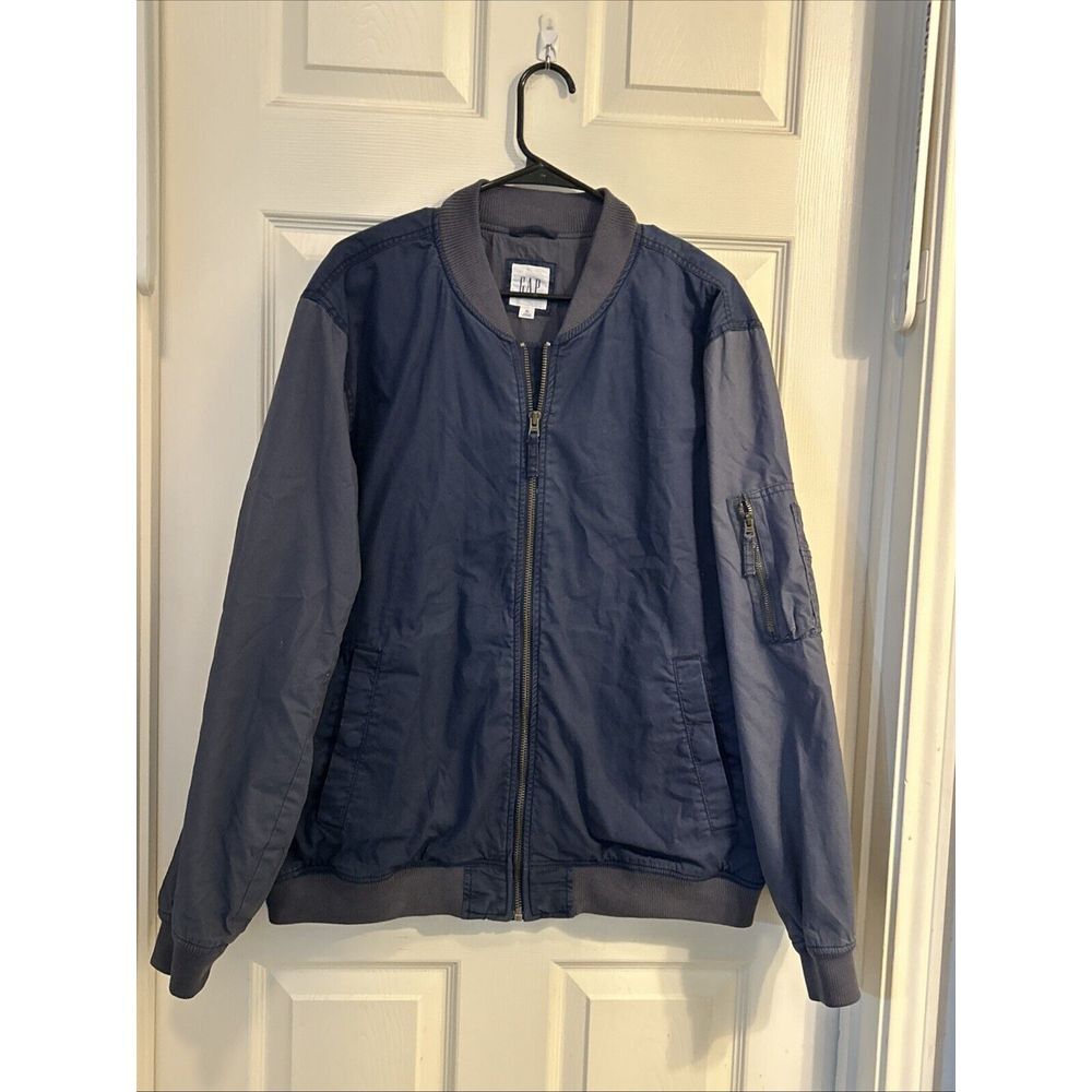 Gap Canvas Cotton Full Zip Bomber Jacket‎ Blue Size XL